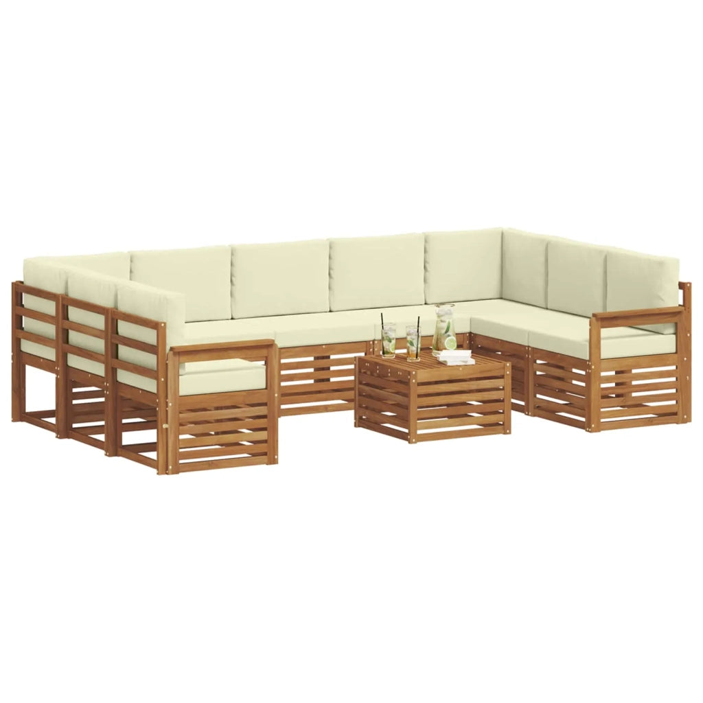 Set di divani da esterno 10 pz Naturale e Crema 3375505