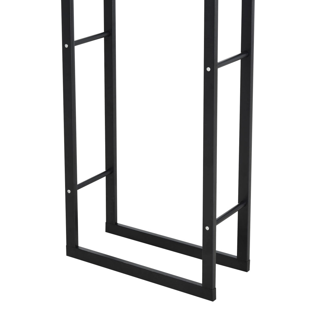 EasyComfort Porta Legna Verticale in Metallo Nero da Interni ed Esterni con Portata 100 kg max, 60x25x150 cm