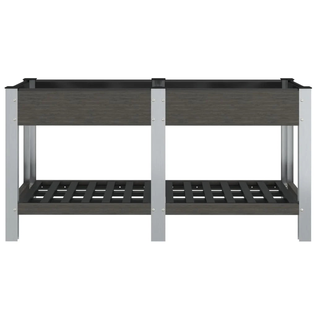 Fioriera rialzata per piante fiori patio o giardino con ripiano 150 x 50 x 75 cm WPC grigio 02_0039773