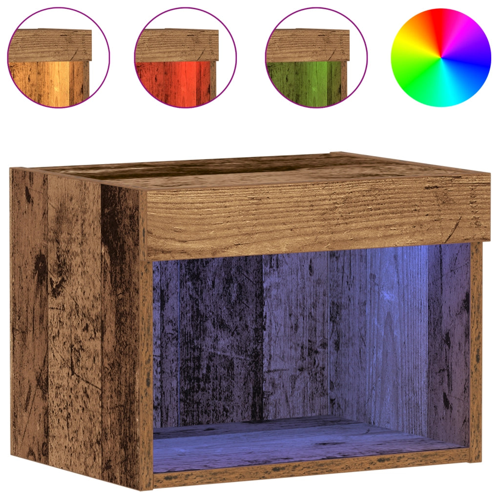 Armadio a muro  con luci LED in legno antico 40x30x30 cm