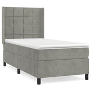 Letto singolo | Letto per adulti | Giroletto a Molle con Materasso Grigio Chiaro 80x200 cm Velluto