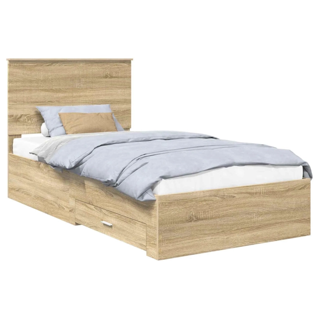 Struttura del letto con testiera Rovere Sonoma 100 x 200 cm 3411343