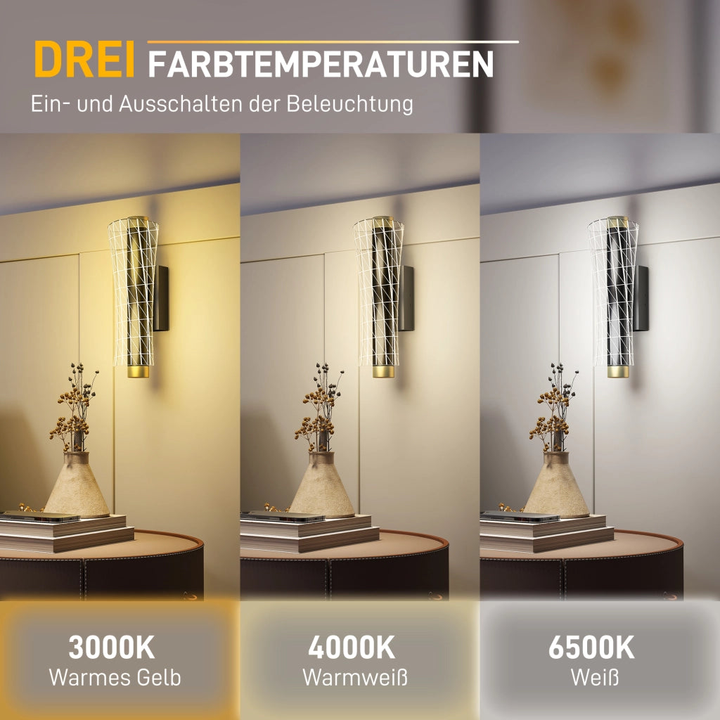 Lampada da parete LED ¨C zephmum ¨C Griglia design, dimmerabile, metallo nero