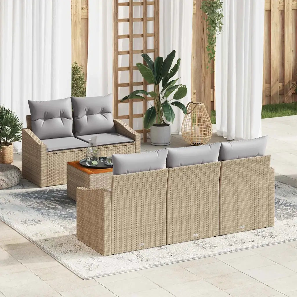 Set Divano da Giardino 6 pcs Beige e Grigio Chiaro polyrattan 3356439