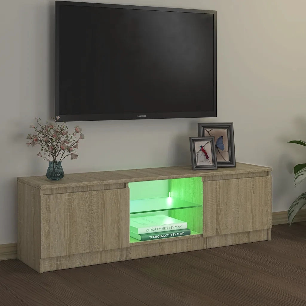 Mobile Porta TV con Luci LED Rovere Sonoma 120x30x35,5 cm cod mxl 13316
