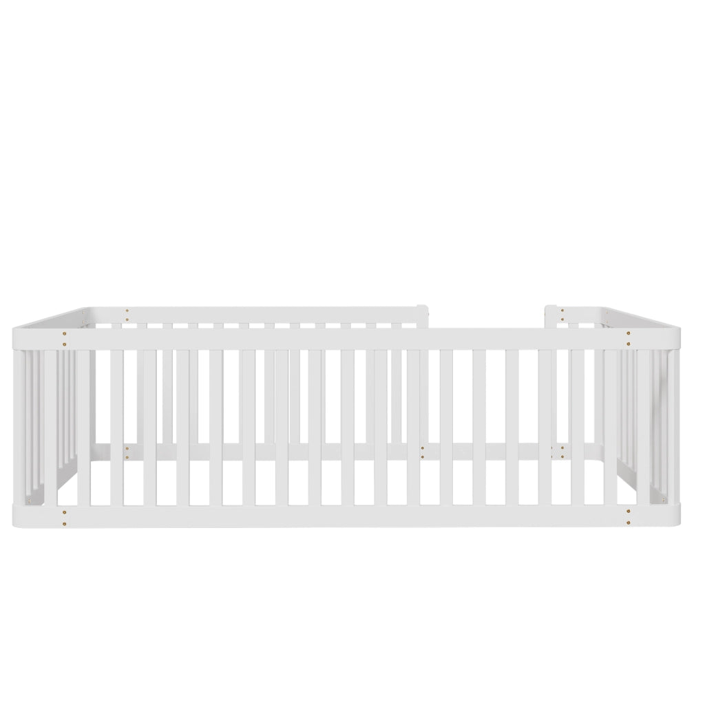 Letto singolo in legno - Zephmum- 90x200 cm bianco con sponde