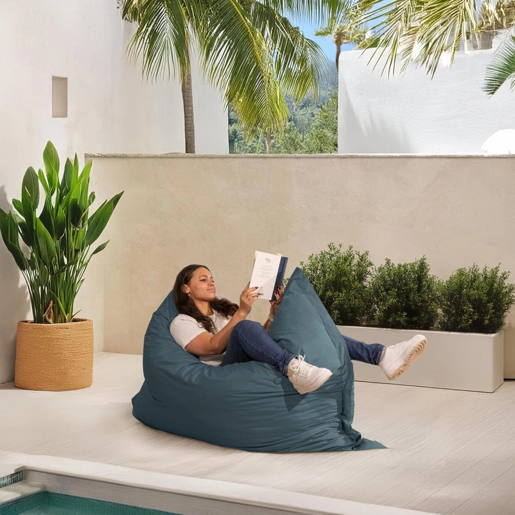 Pouf da Esterno Giardino, Tessuto Impermeabile e Anti-UV, Fodera Lavabile, Imbottitura in Schiuma Molto Confortevole - Pouf Poltrona Sacco Grande (180x140 cm, Grigio Scuro)