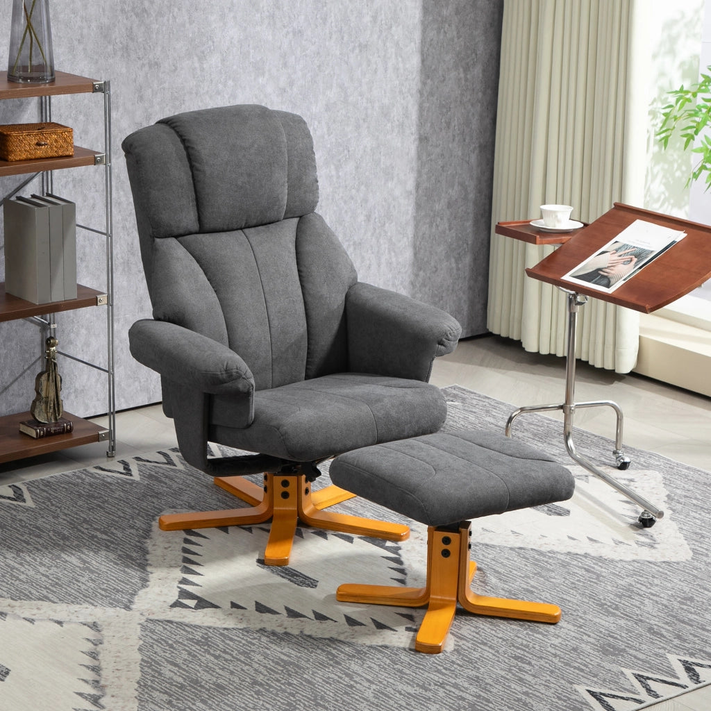 Poltrona relax reclinabile con poggiapiedi ¨C Xylo ¨C tessuto imbottito grigio scuro 79x80x104cm