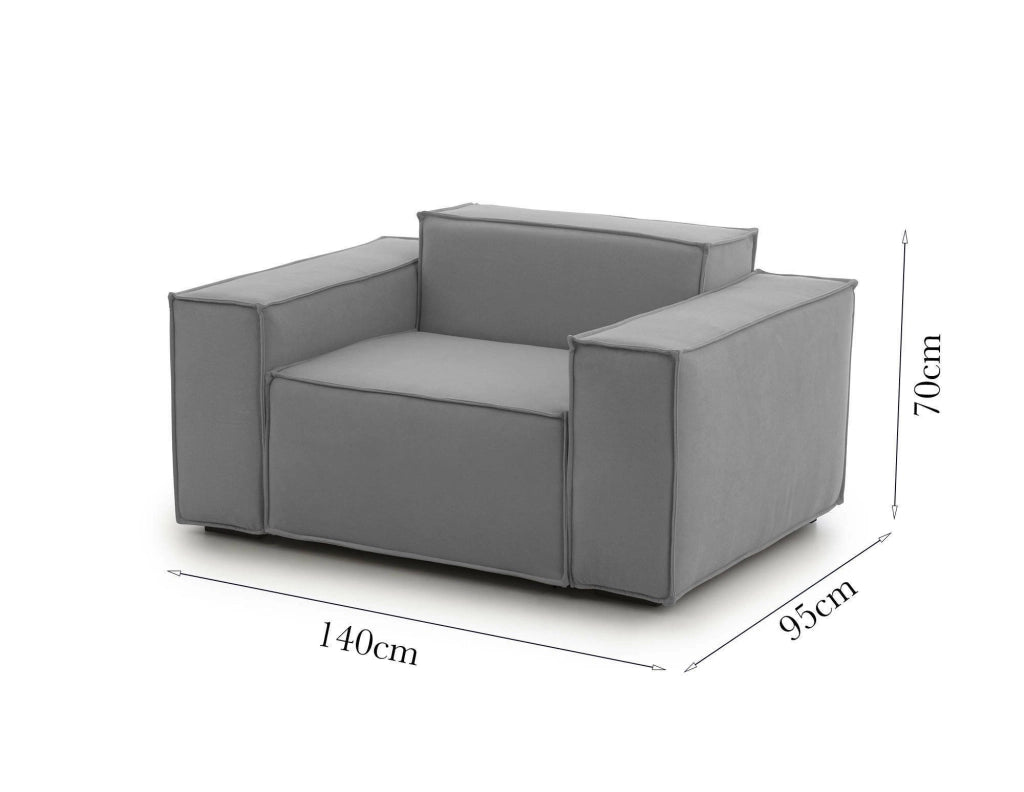 Poltrona Leonia, Poltrona da salotto, 100% Made in Italy, Poltroncina relax in tessuto imbottito, Cm 140x95h70, Grigio