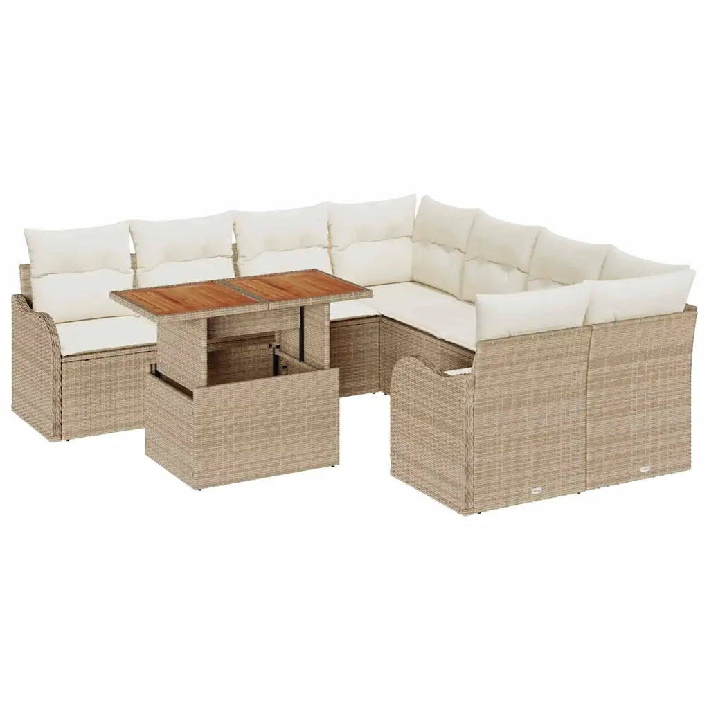 Set Divano da Giardino con cuscino 7 pcs beige e panna