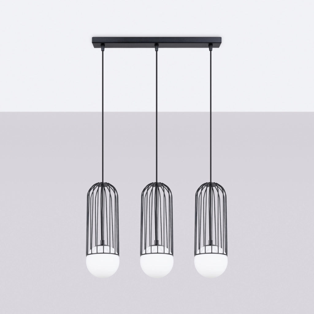 Lampada LED moderna BRINA in acciaio nero blu polvere a 3 luci G9 54x12x115cm