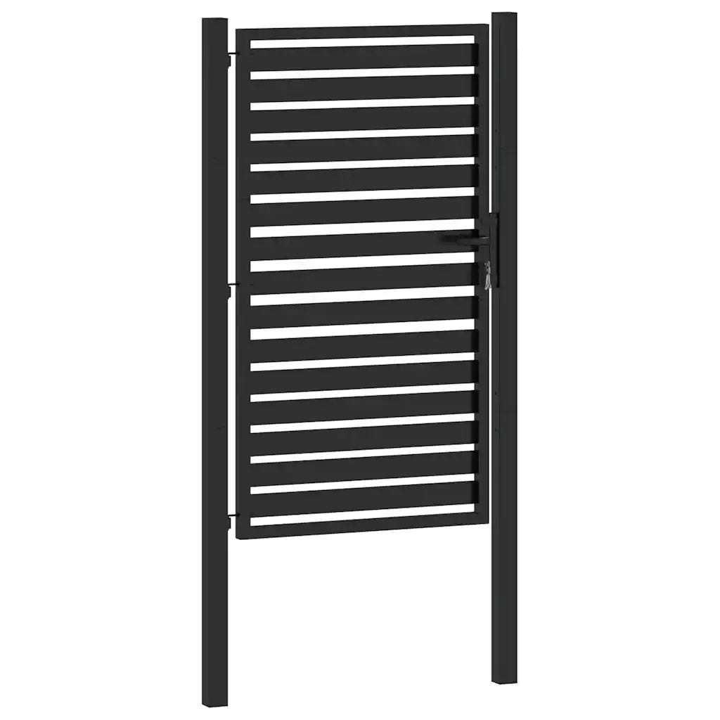 Cancello da Giardino con Serratura Nero 100x150 cm in Alluminio