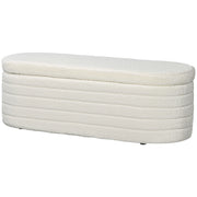 Panca Fondoletto con Vano Contenitore 116x41x40,5 cm in Tessuto Teddy Crema
