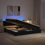 Letto con contenitore LED e materasso Nero 200 x 200 cm Velluto 3459272