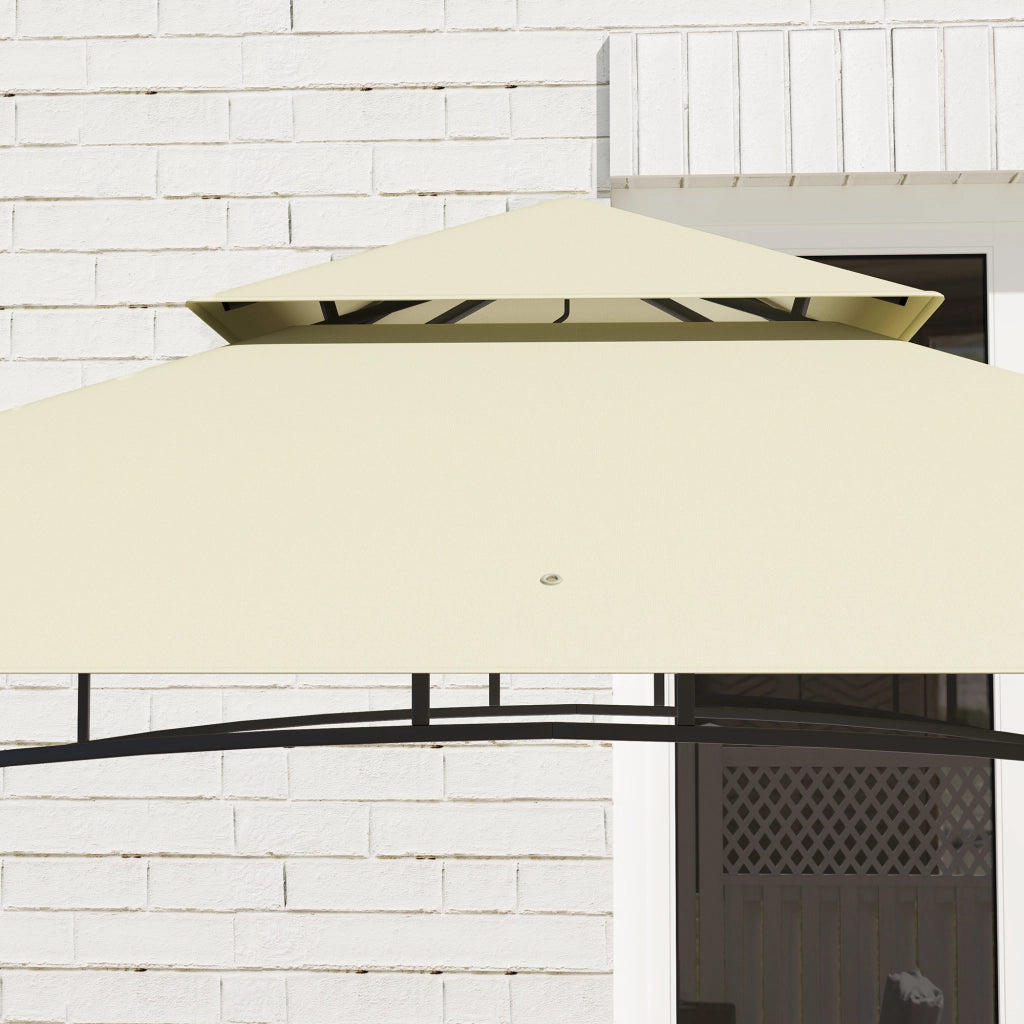 Pavillon da barbecue 240 x 150 x 257 cm, beige, in acciaio zincato con doppio tetto e ripiani laterali