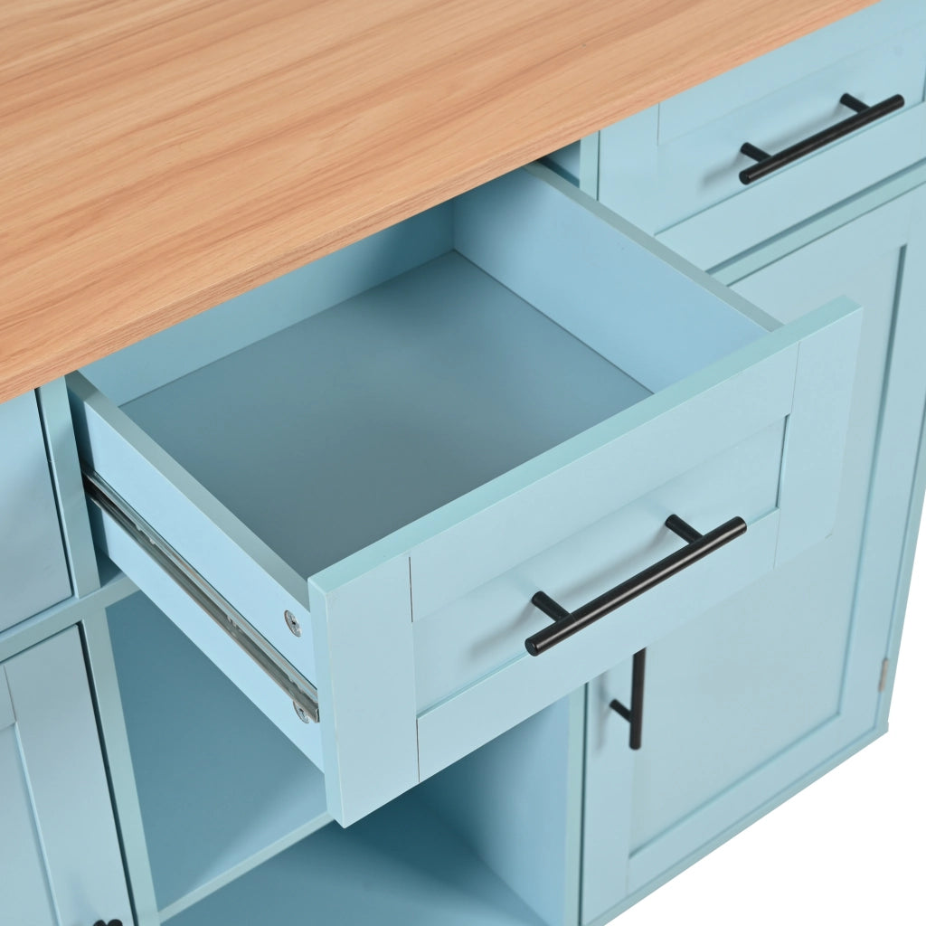 Carrello da Pranzo con Piano Pieghevole ¨C MINIMAL ¨C Blu, Massello, 139x46x91,5 cm