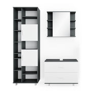 Vicco Set mobili bagno Bianco/antracite 3 parti, con colonna