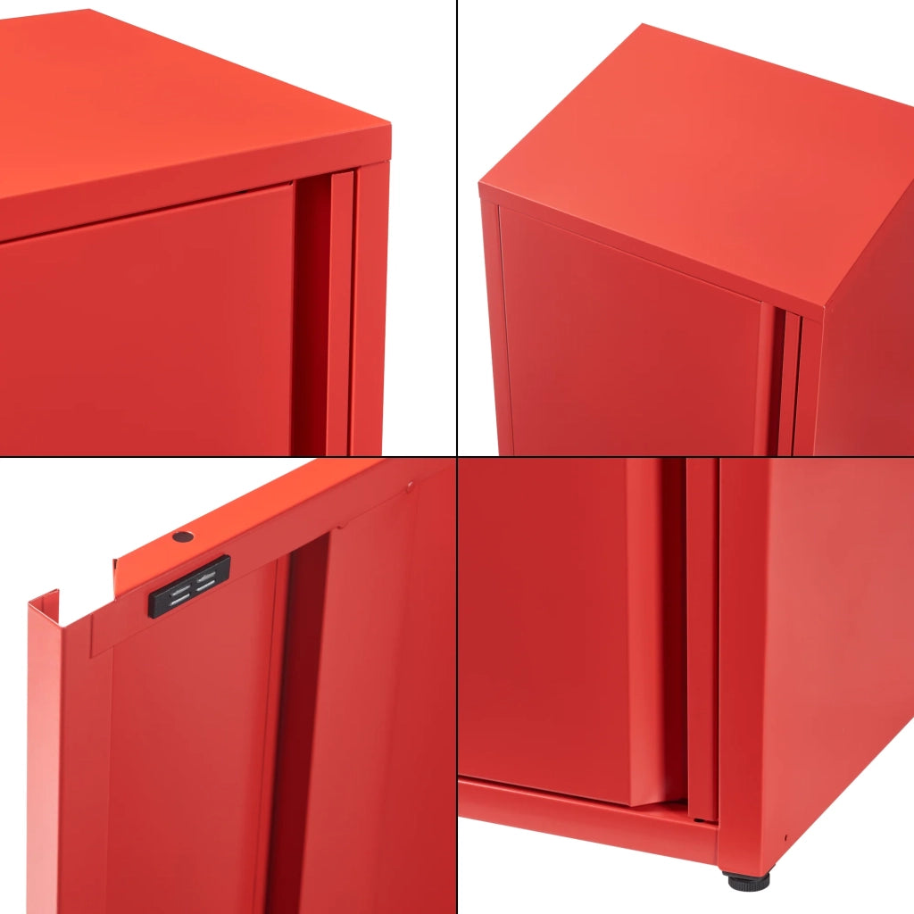 Mobiletto/scaffale in metallo rosso 88 x 40 x 35 cm 03_0008908