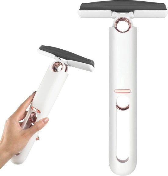 Dweil portatile per bagno e cucina - Traspirante, strettamente assorbente, idoneo per uso umido e secco - Mini-spugna per lavaggio a mano - Sistema di pulizia del pavimento con testa di cotone e manico a pinza - Bianco