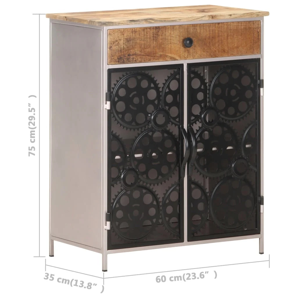 Credenza buffet cassettiera mobile contenitore organizer cucina soggiorno soggiorno 60 x 35 x 75 cm legno grezzo di mango e ferro marrone 02_0029626