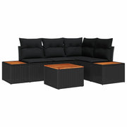 Set Divano da Giardino con cuscino 5 pcs Nero Poly Rattan 3348079