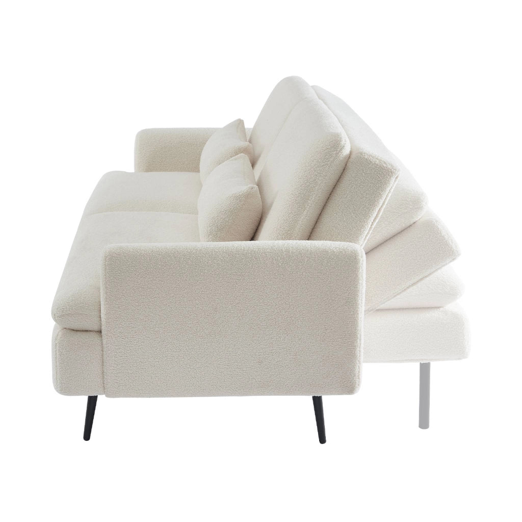Divano letto in bouclé, 2–3 posti, crema