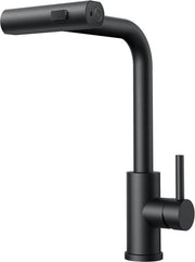 Waterval Keukenkraan Zwart, Flessibile con Doccia, 360° Rotativa con 3 Tipi di Getto Unico Maniglione per Lavabo