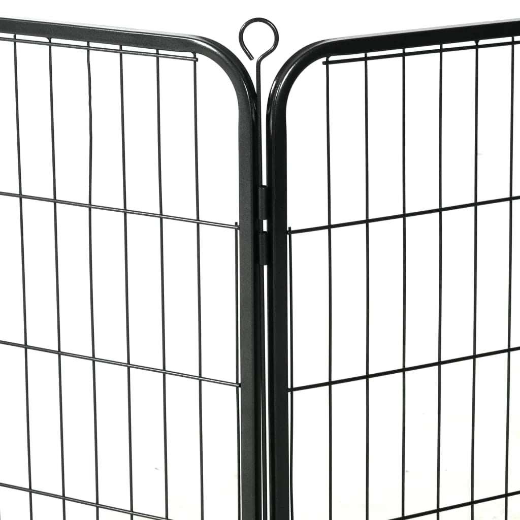 Recinto per cani 8 pannelli in acciaio 60 x 80 cm recinto per cani nero 02_0000566