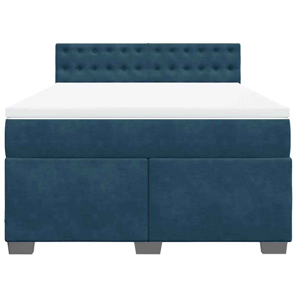 Giroletto a Molle con Materasso Blu Scuro 140x190 cm in Velluto 3286322