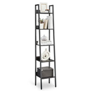 Libreria a 5 ripiani unità di archiviazione indipendente per soggiorno camera da letto cucina struttura in acciaio facile da montare stile industriale marrone rustico e nero 12_0005741