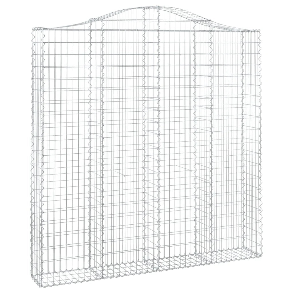 Gabbione cesto gabbia recinzione muro di contenimento ad arco 200 x 30 x 200/220 cm ferro zincato Argento 02_0040004