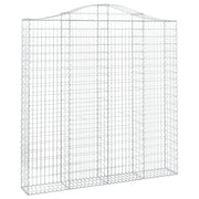 Gabbione cesto gabbia recinzione muro di contenimento ad arco 200 x 30 x 200/220 cm ferro zincato Argento 02_0040004