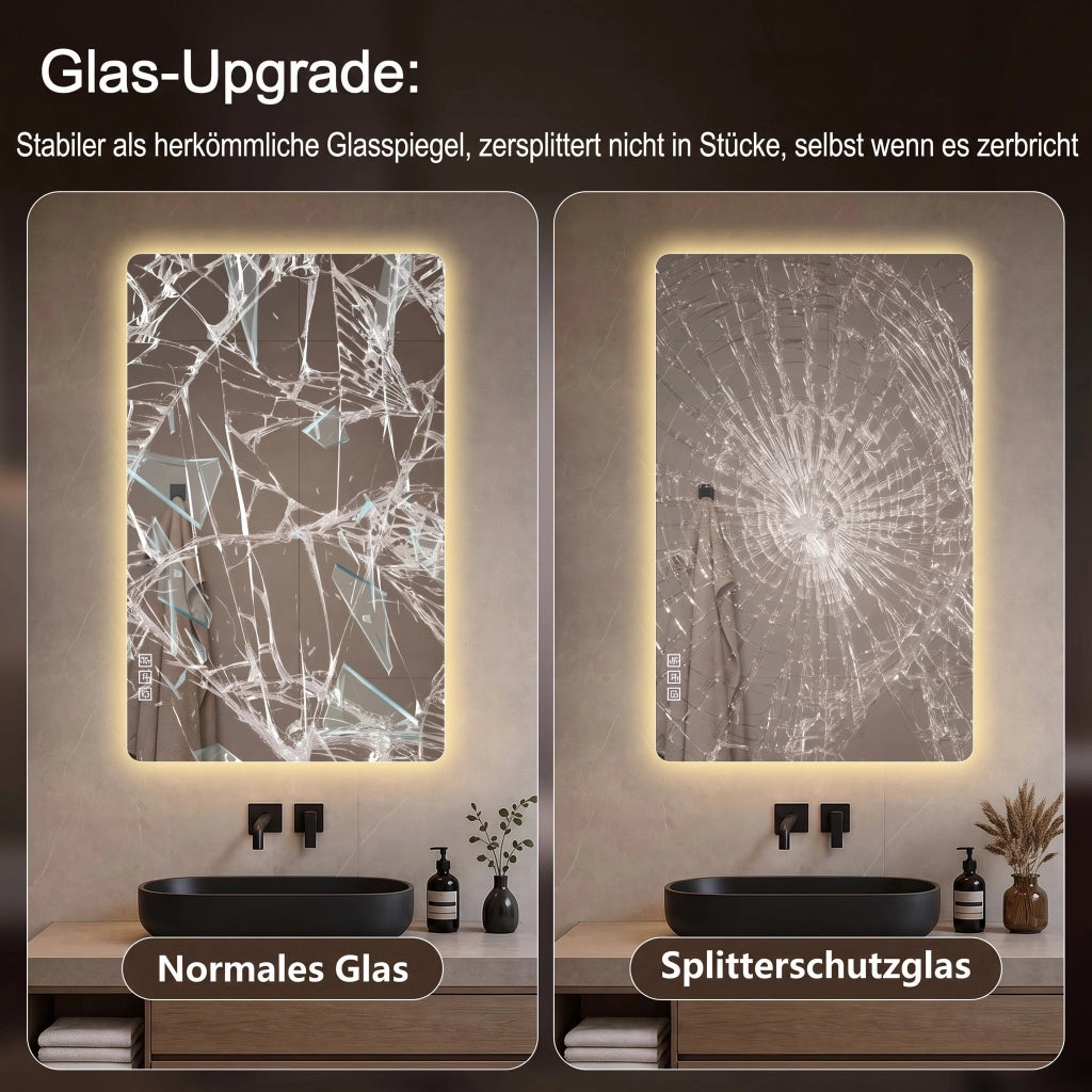Specchio da bagno LED retroilluminato con 3 temperature di colore e luminosità regolabile dal 10% al 100%