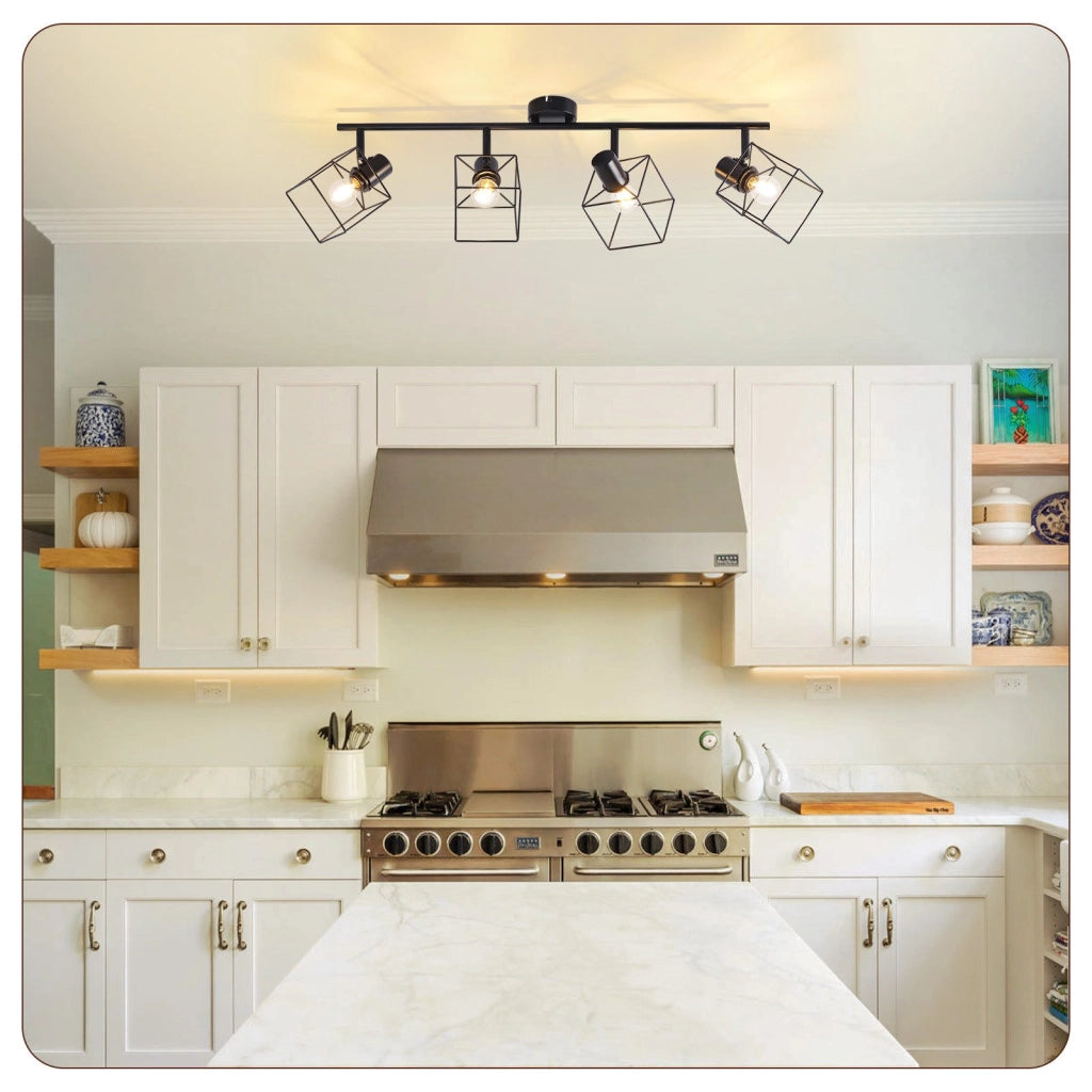 ZMH Faretto da soffitto 4 fiamme orientabile 350° lampada da soffitto vintage in metallo soggiorno