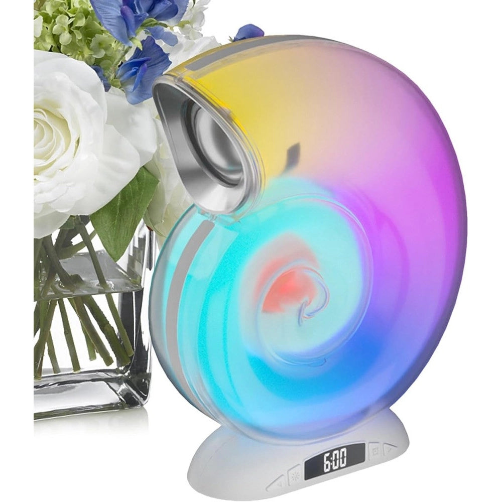 Trade Shop - Lampada Caricabatterie Wireless Altoparlante Portatile Luce Notturna Conchiglia -