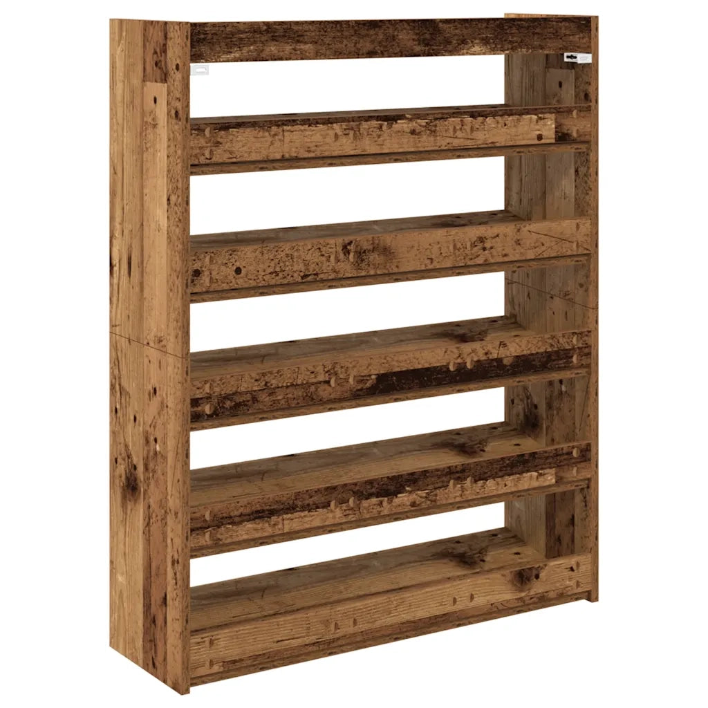Scarpiera-Scaffale per scarpe Legno Antico 80x25x100 cm in Legno Multistrato