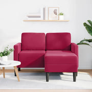 Divano 2 Posti con Chaise longue a L Rosso Vino 125 cm Velluto 4107072