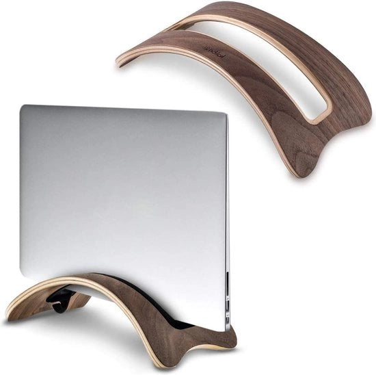 Supporto Verticale per Laptop - Supporto in Legno per Macbook - Adatto per Laptop con Spessore 14.5-16mm - Legno di Nocciolo - Miele