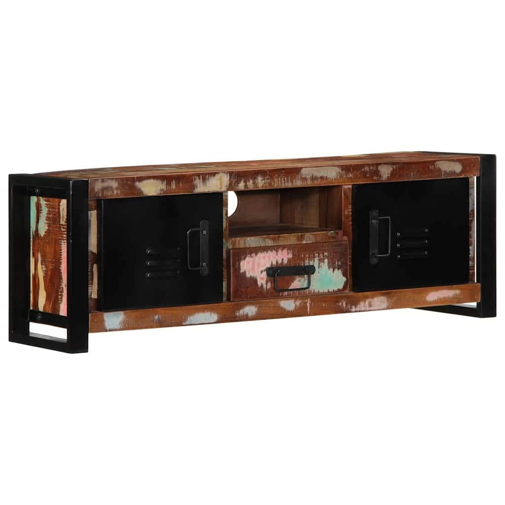 Mobile porta TV 100 x 30 x 35 cm grande e pratico contenitore per il soggiorno stile industriale legno di recupero marrone 02_0057635