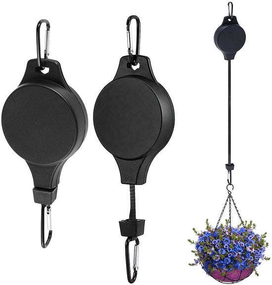 Set di 2 ganci per piante retrattili, gancio retrattile per cesto da giardino, vaso da giardino regolabile, gancio per cesto da giardino, gancio per cesto da giardino, appendiporta per cesti da giardino