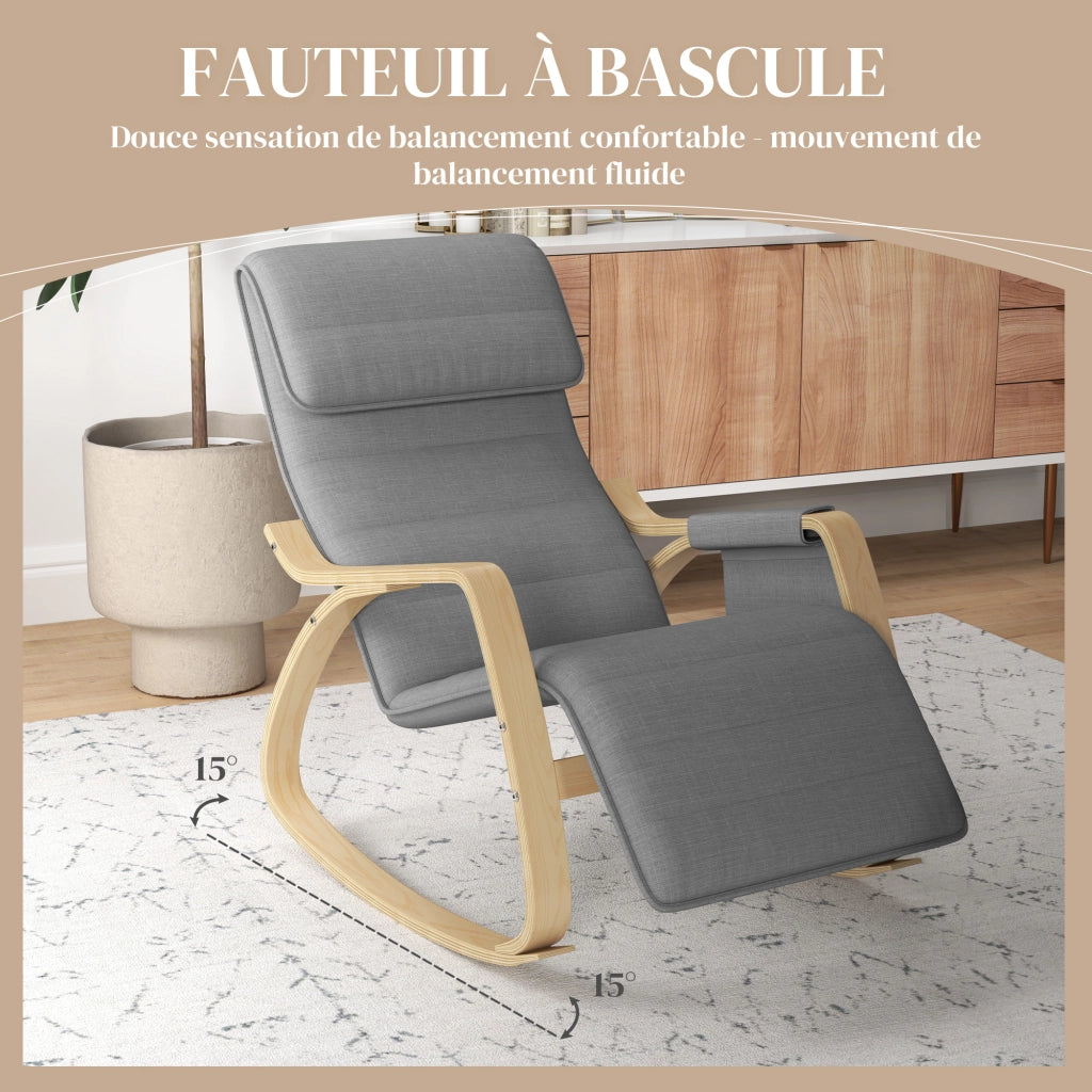 Poltrona Relax Rialzabile Massaggiante Reclinabile a Dondolo con Poggiapiedi ¨C Minimal ¨C Grigio