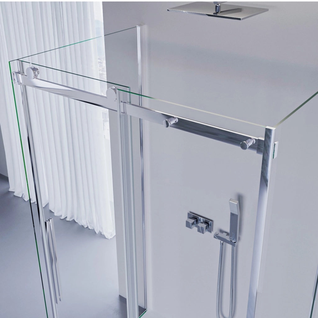 Box doccia tre lati porta scorrevole trasparente h195cm 8mm anticalcare euclide, misura 75x100x75