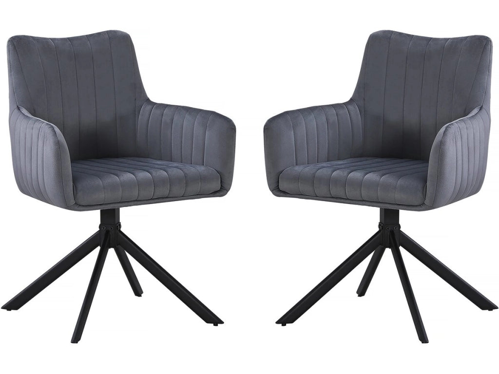 Set di 2 sedie in tessuto "Pharell" - 60 x 61 x 91 cm - Grigio