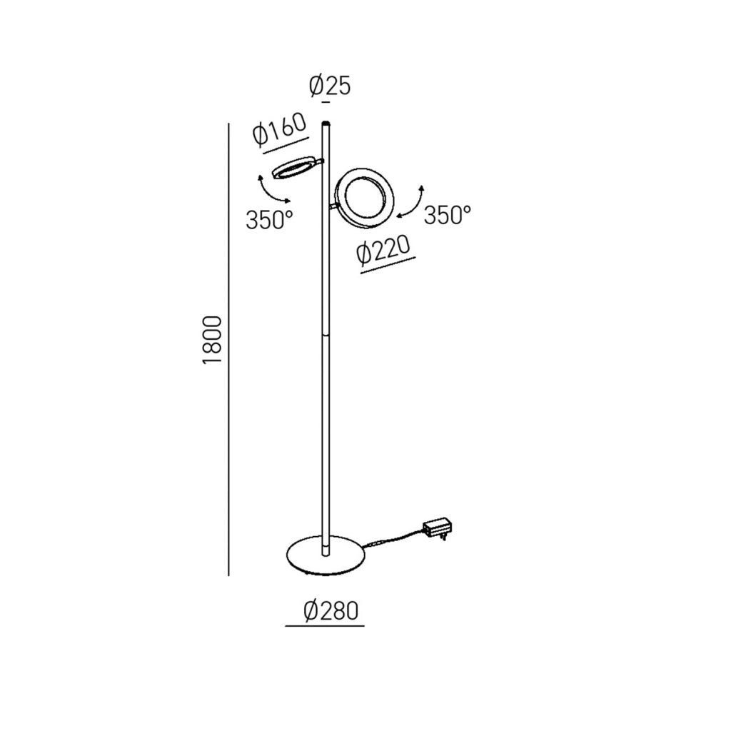 Lampada da terra GPIB32 Bianco Opaco 28W LED 1304lm 3000K Orientabile Dimmerabile _ Gealuce