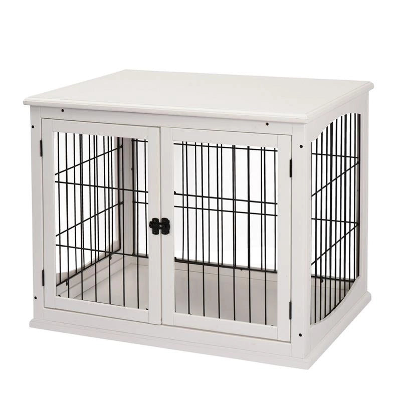 CASETTA PER CANI FINO 30KG DA INTERNO IN LEGNO E ACCIAIO, 58.5X81X 66CM