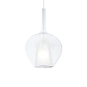 Sospensione Contemporanea Kalique Vetro Trasparente Bianco E Cromo E27 H50Cm