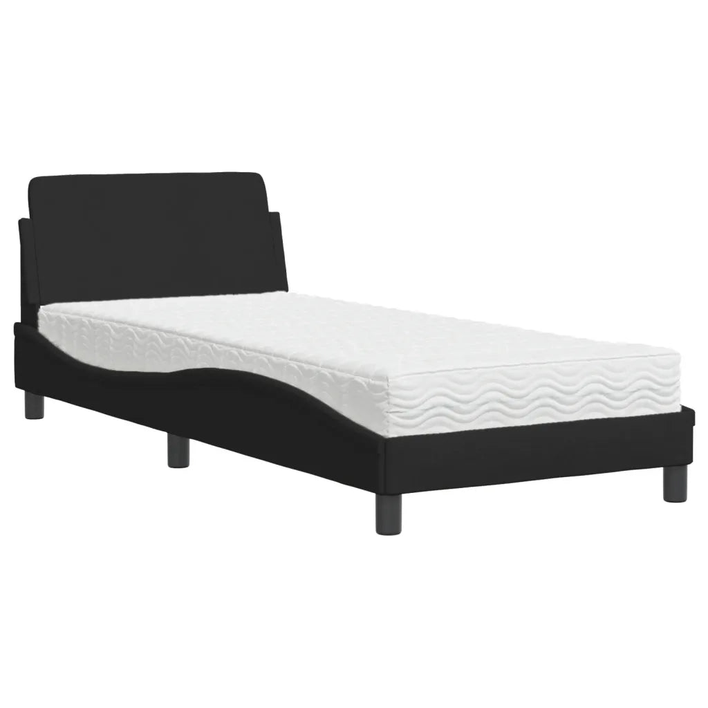 Letto con Materasso Dover Nero 90x200 cm in Tessuto