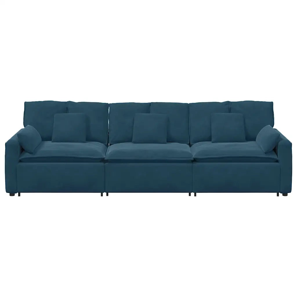 Divano Modulare con Cuscini Blu