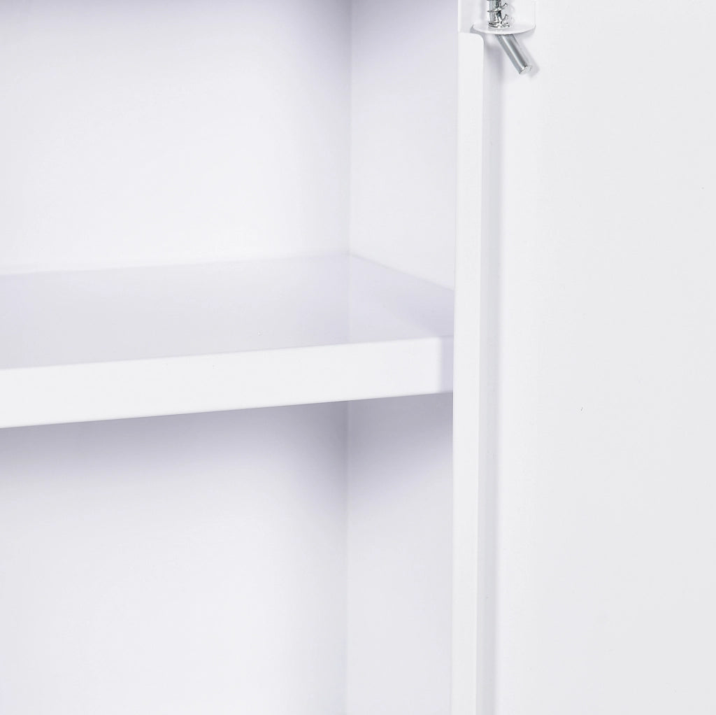 Armadio Medico in Acciaio Bianco con 3 Ripiani e Serratura, 30x14x46 cm