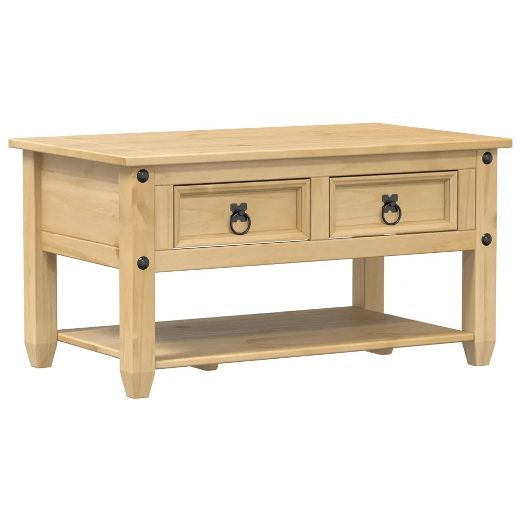 Tavolino con Cassetti Corona-Tavolino da soggiorno 85x50x45 cm Legno Massello di Pino